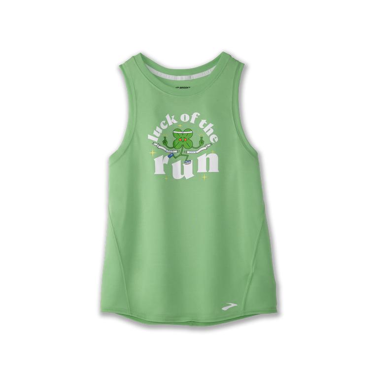 Brooks Women's Distance Graphic Running Tank Top - Heather Mint/Luck of the Run (GYXW49530)